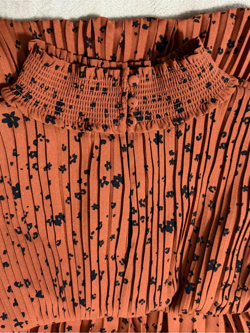 Nanette Lepore Rust Floral Pleated Midi Dress - Picture 6 of 7